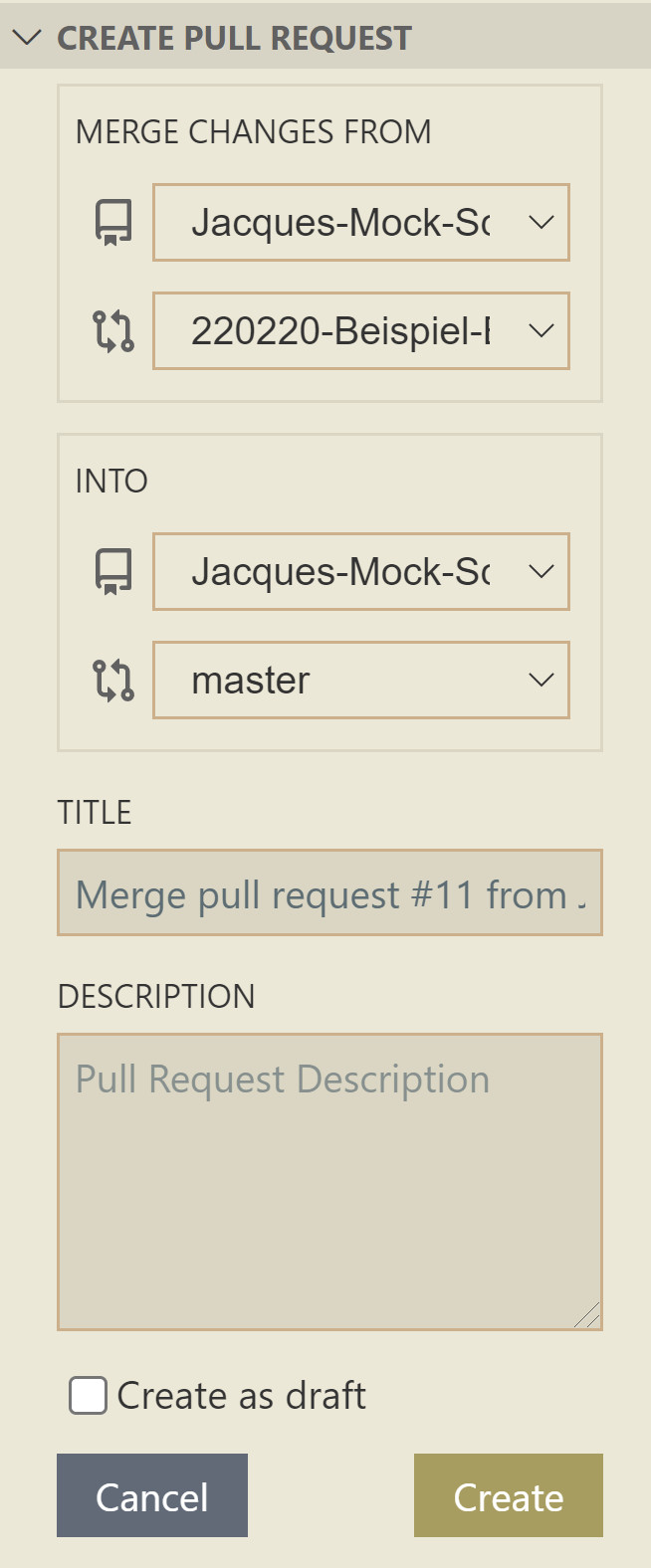 Pull Request Dialog