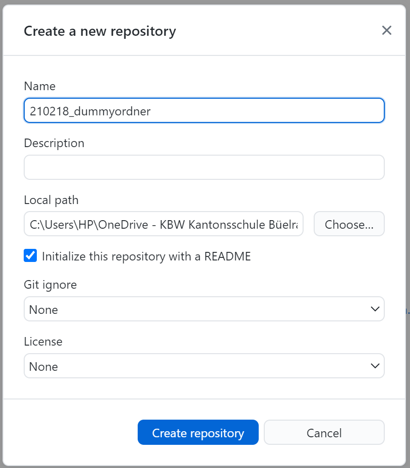 Dialog New Repositroy