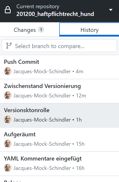 Versionsliste GitHub-Desktop