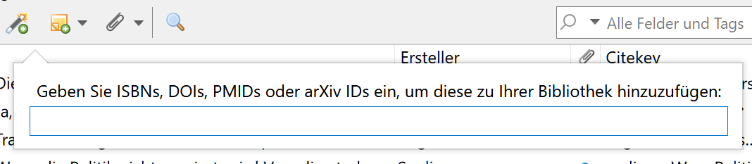 Zotero Zauberstab Menu